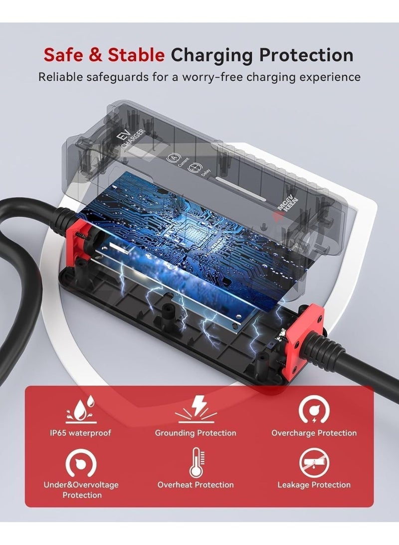 MCEVKELN Type 2 EV Charger CEE 3 kW 10 m - Charging Cable Type 2 32A | 1-Phase | Mode 3 Charging Cable | Switchable Current 6A-32A, EV Mobile Charging Station for Electric Cars & Hybrid IEC 62196-2 - Image 4
